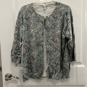 Talbots 3X Paisley Cardigan
